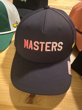 Masters Navy Baseball Cap with Pink Embroidered Logo